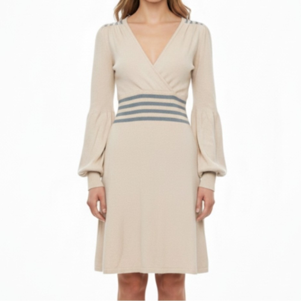 Kersh Sweater Dress Womens Medium Knit Wrap Front Long Sleeve Career Office Fall